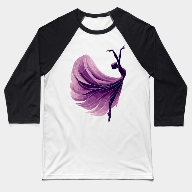 Beautiful ballerina in an elegant purple dress dancing. Vector illustration, tiptoe pose, ballet performer Baseball T-Shirt by Nora Liak